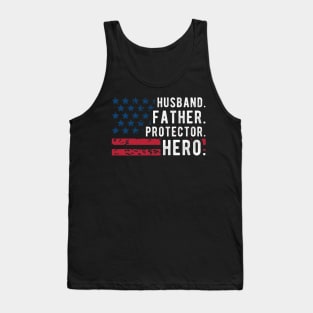 Mens Husband Daddy Protector Hero apparel Fathers Day Flag Tank Top